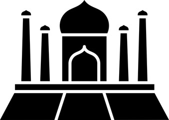 Sticker - Taj Mahal Icon In B&W Color.