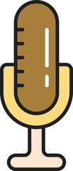 Sticker - Yellow And Bronze Microphone Icon In Flat Style.