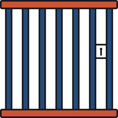 Poster - Blue And Orange Color Prison icon In Flat Style.