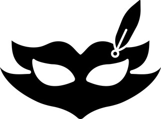 Poster - Black Feather Mask Icon In Flat Style.