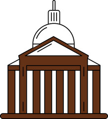 Sticker - Pantheon Icon In Brown And White Color.