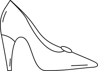 Canvas Print - High Heels Icon In Black Line Art.