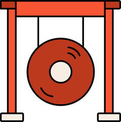 Sticker - Flat Style Gong Icon In Orange Color.