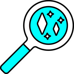 Poster - Diamond search icon in cyan and white color.