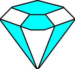 Poster - Vector Illustration of Diamond In Cyan And White Color.