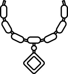 Canvas Print - Vector Illustration of Pendant Necklace in Line Art.