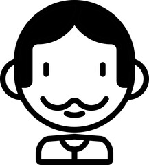 Poster - Cartoon Man Icon In Black And White Color.