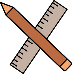 Poster - Pencil And Ruler Icon In Orange And Brown Color.