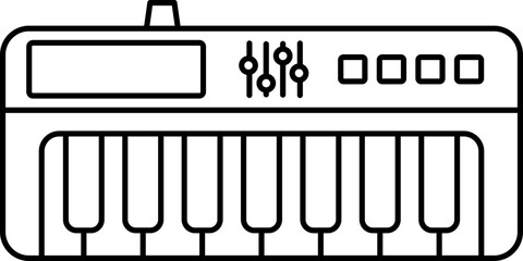 Wall Mural - Piano Keyboard Icon In Black Outline.