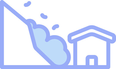 Sticker - Isolated Blue Landslide Icon in Flat Style.