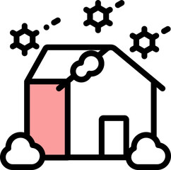 Sticker - Illustration of Home With Snowfall Icon in Flat Style.