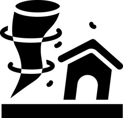 Sticker - Glyph Hurricane or Tornado Home Icon.