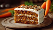 Delicious and traditional carrot cake with creamy cheese 