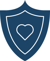 Poster - Illustration of Blue Shield With Heart Icon in FLat Style.