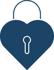 Canvas Print - Isolated Heart Lock Icon in Flat Blue Color.