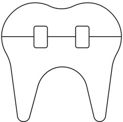 Wall Mural - Teeth Braces Icon In Black Line Art.