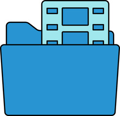 Poster - Video Folder Icon In Blue Color.