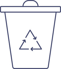 Wall Mural - Recycle Bin Icon In Blue Outline.