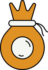 Sticker - Yellow and White Money Bag Icon in Flat Style.