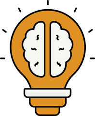 Sticker - Bright Brain or Idea Icon in Yellow and White Color.