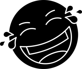 Wall Mural - B&W Laughing Face With Joy Of Tears Icon.