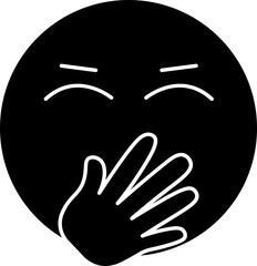 Poster - Hand Over Mouth Emoji Icon In B&W Color.