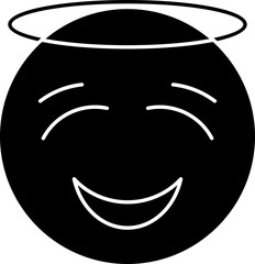 Poster - B&W Smiley Halo Emoji Icon Or Symbol.