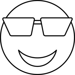 Wall Mural - Thin Line Art Smiling Face Wearing Glasses Icon.