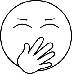 Poster - Hand Over Mouth Emoji Icon In Black Line Art.