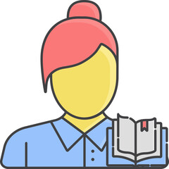 Poster - Vector Illustration of Faceless Young Girl Learning.