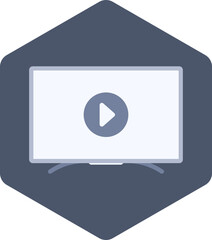 Poster - Video Player In Monitor Icon Isolated On Blue Background.