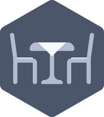 Poster - Dining Table Icon In Gray Color On Hexagonal Shape.