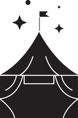 Sticker - Circus Tent Icon In Black And White Color.