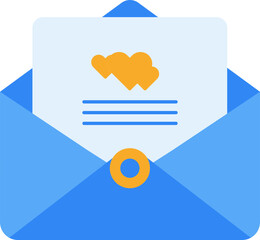 Canvas Print - Yellow and Blue Love Letter in Envelope Icon.