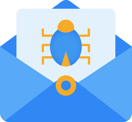 Canvas Print - Blue and Yellow Bug in Envelope Icon.