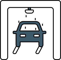 Sticker - Car Wash Icon In Blue And White Color.