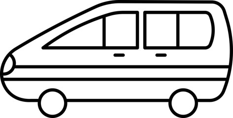 Poster - Minivan Icon In Black Outline.