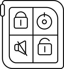 Sticker - Remote Car Key Icon In Black Outline.