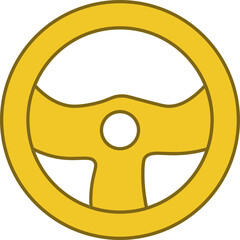 Sticker - Steering Wheel Icon In Yellow And White Color.