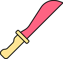 Sticker - Isolated Knife Icon In Yellow And Red Color.