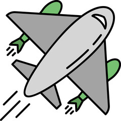 Wall Mural - Fighter Plane Icon In Gray And Green Color.