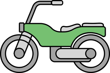 Canvas Print - Flat Style Motorbike Icon In Green And Gray Color.