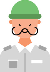 Sticker - Soldier Icon In Gray And Green Color.