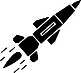 Wall Mural - Isolated Missile or Rocket Icon in Black And White Color.