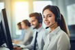© Viewvie - Customer support agent or call center in headset working at customer service office.