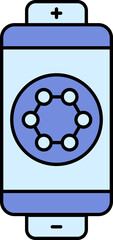 Sticker - Flat Style Battery Molecule Blue Icon.