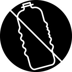 Poster - Stop Using Plastic Bottle Icon In B&W Color.