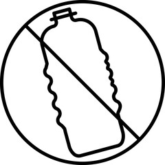 Sticker - Stop Using Plastic Bottle Icon In Stroke Style.