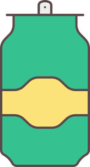 Sticker - Drink Can Icon In Green And Yellow Color.