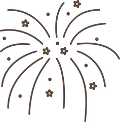 Canvas Print - Beautiful Fireworks Icon In Brown And Yellow Color.